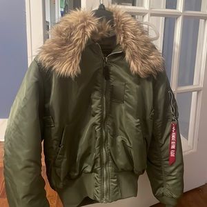 Great jacket alpha industries removable fur collar b-15 bomber jacket med